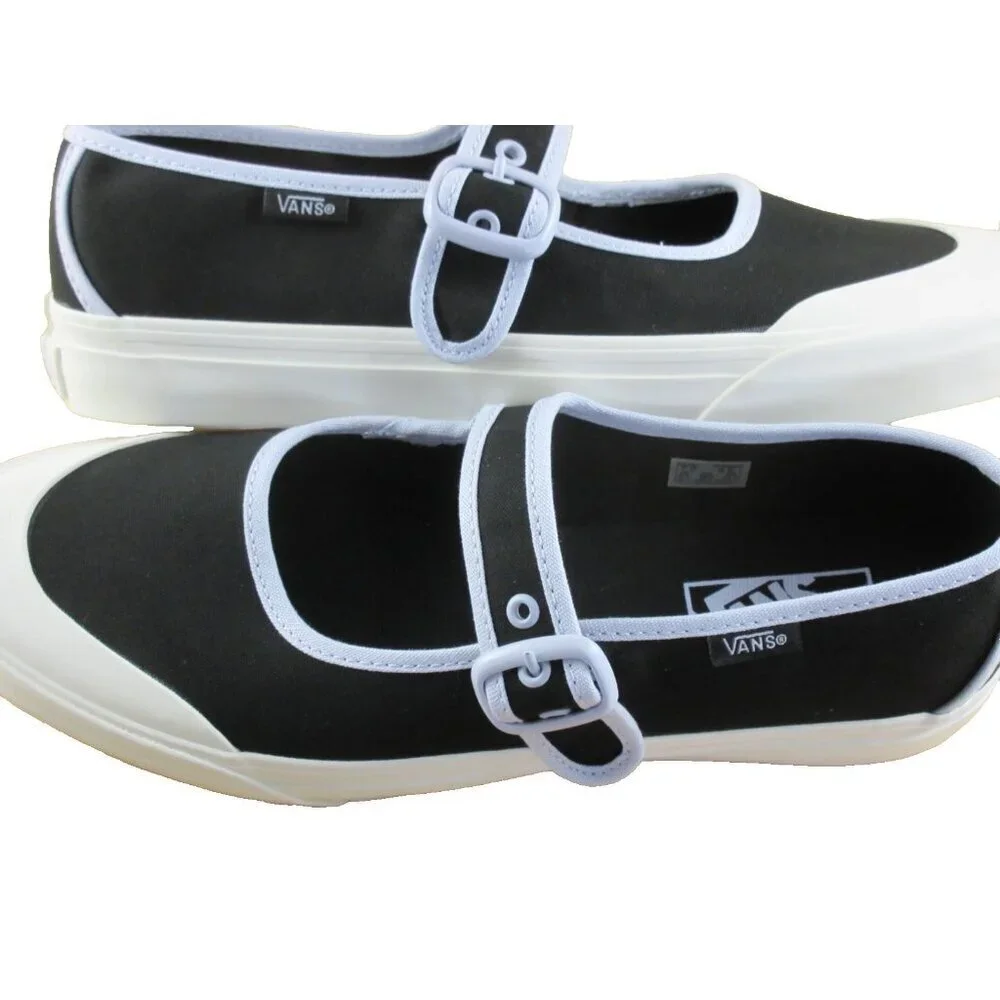 Vans Women's Mary Jane Ballerina Black Purple Canvas adjustable Shoes Size 8.5